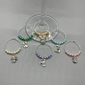 Easter Bunny Easter table decor, wine glass charms